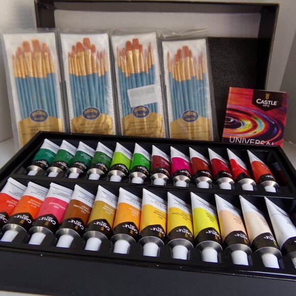 Castle Arts 48 Premium Quality Acrylic Paint And Brushes - Picture 11 of 16